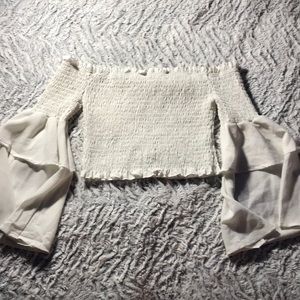 White Ruffled Crop Top
